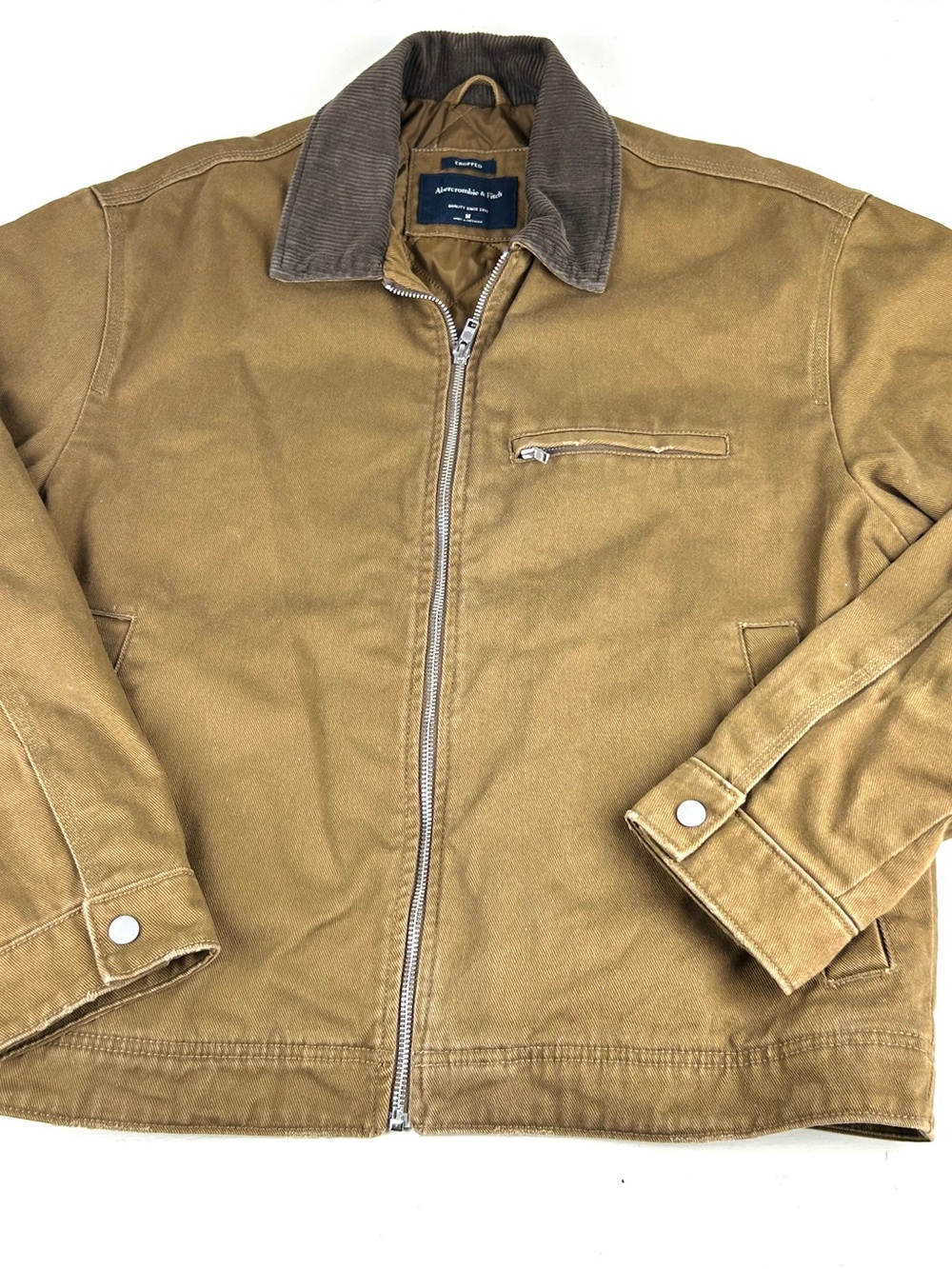 ABERCROMBIE & FITCH A&F - Brown Canvas Work Cropped Jacket Workwear - Medium